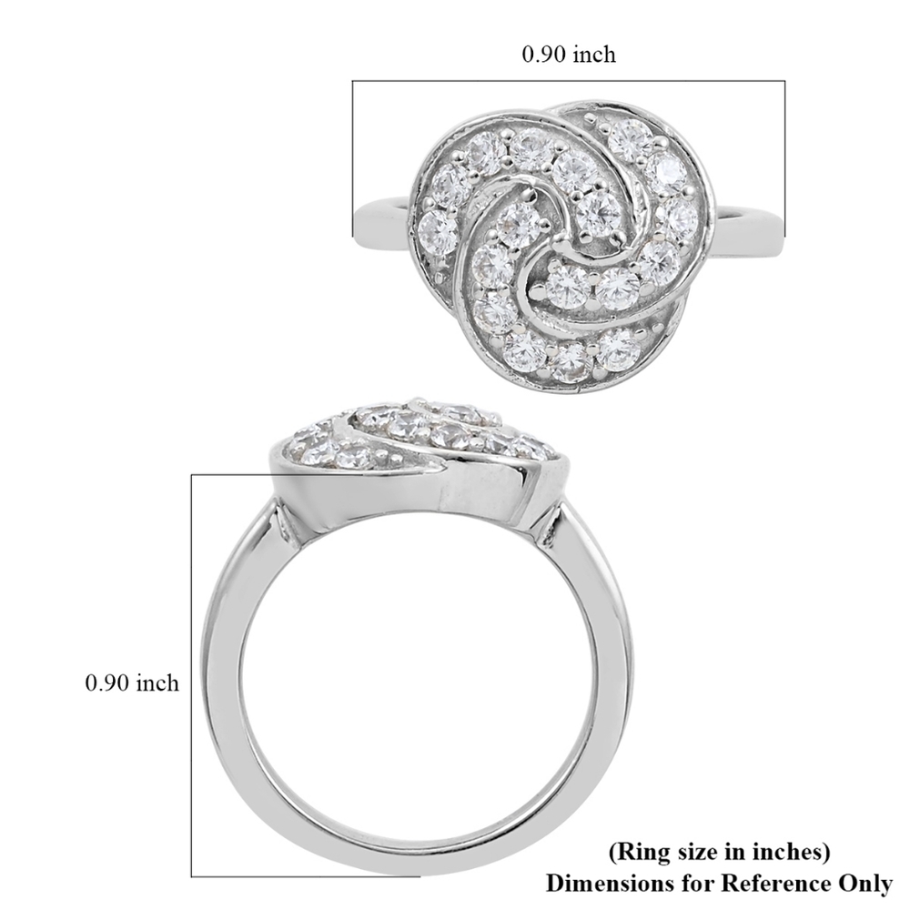 PLATINUM OVER STERLING SIMULATED DIAMOND SWIRL RING - Picture 4 of 5